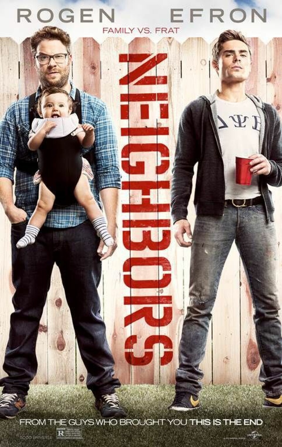 Bad Neighbours: Mac och Kelly har precis fått barn och lever ett fint liv i sitt hus. Men en dag ändras allt när ett college-gäng flyttar in i huset bredvid.