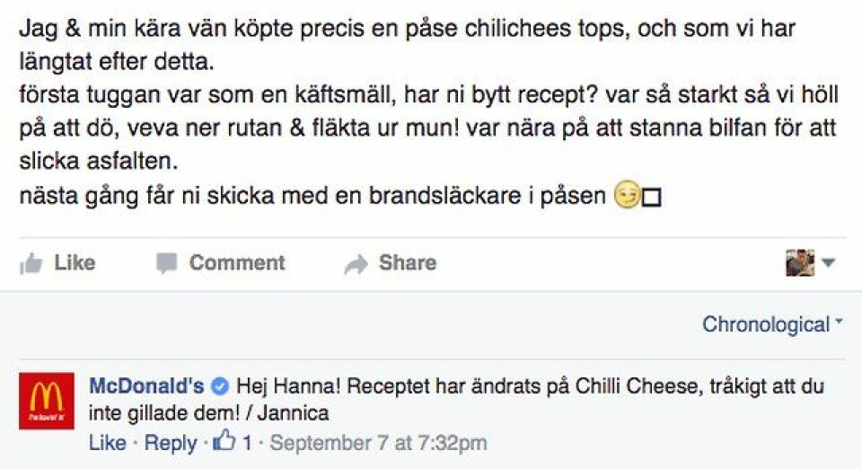 McDonald’s har ändrat receptet på Chili cheese. McDonald’s har ändrat receptet på Chili cheese.
