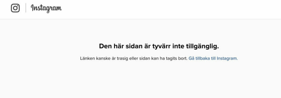”Den här sidan är tyvärr inte tillgänglig” står det när du försöker gå in på Kendalls Instagram. ”Den här sidan är tyvärr inte tillgänglig” står det när du försöker gå in på Kendalls Instagram.