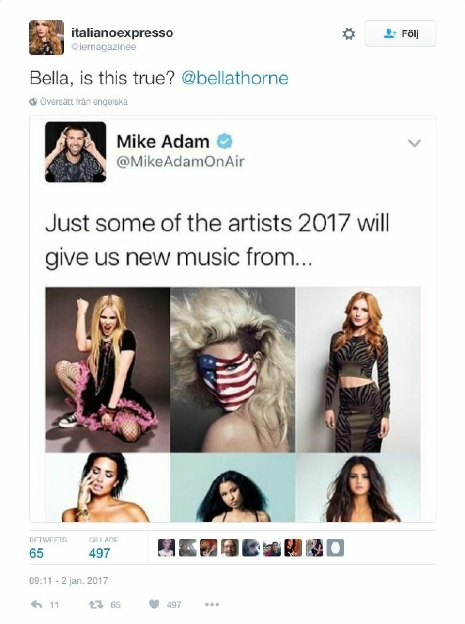 Bella Thorne släpper ny musik under 2017
