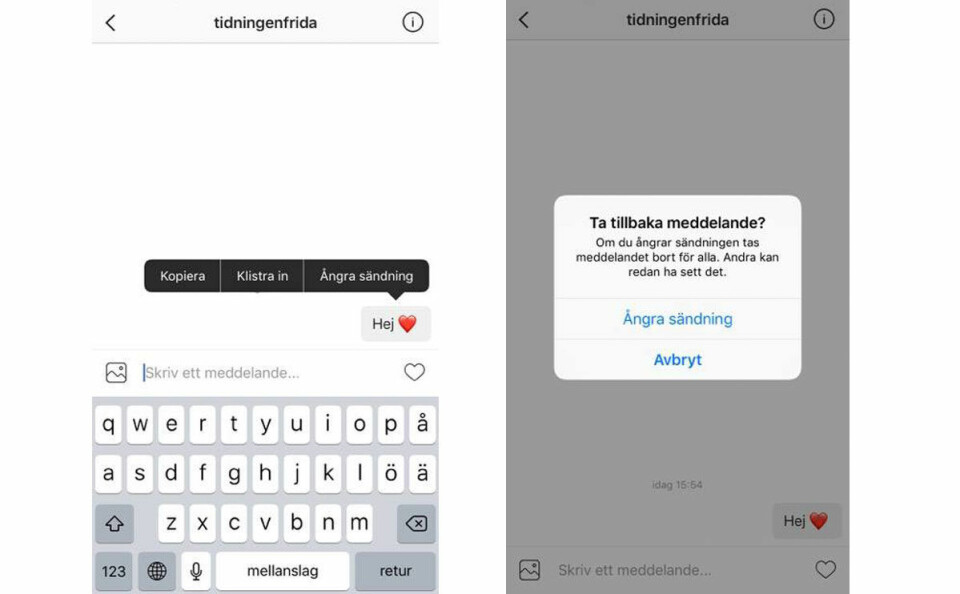 Du kan ångra DM's du skickat på Instagram – så gör du