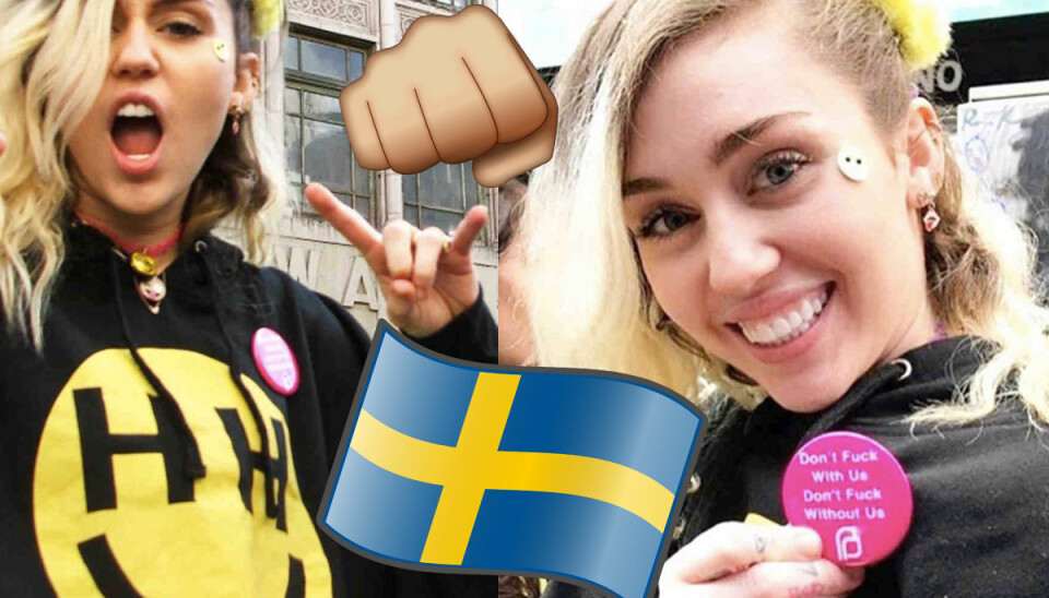 Så hyllar Miley Cyrus svensk jämställdhet