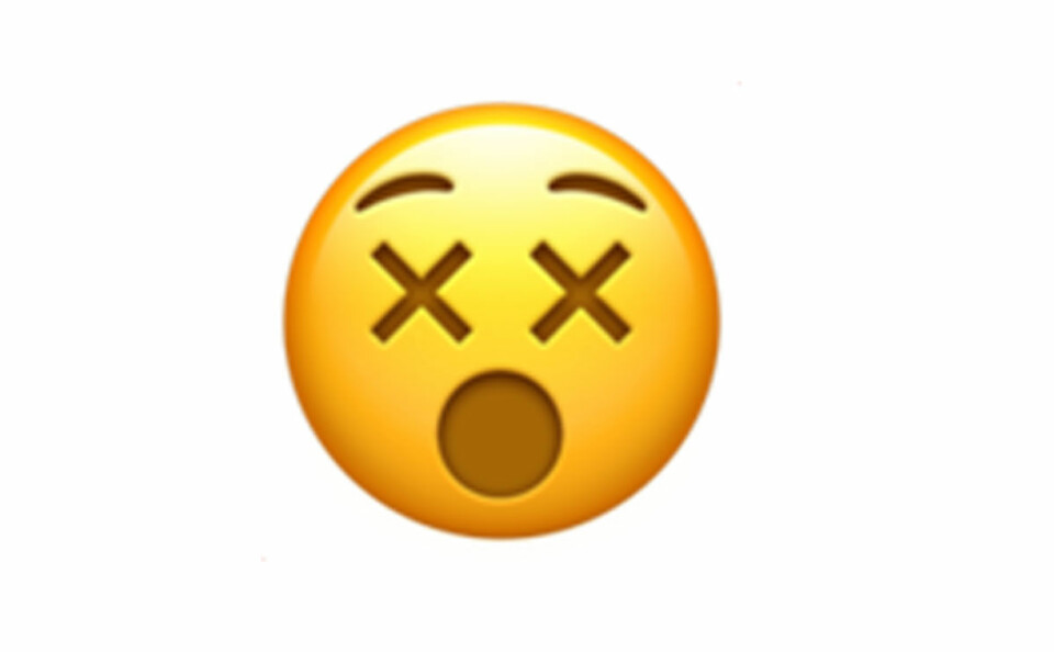 Kryssen kan få emojin att verka död men så är inte fallet. Den är faktiskt bara snurrig.