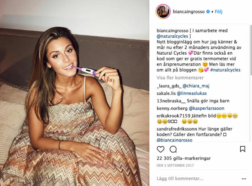 Många influencers väljer att göra reklam för Natural Cycles. Många influencers väljer att göra reklam för Natural Cycles.