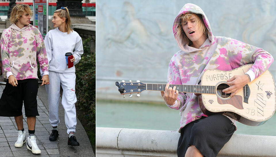 Här sjunger Justin Bieber för Hailey Baldwin på öppen gata