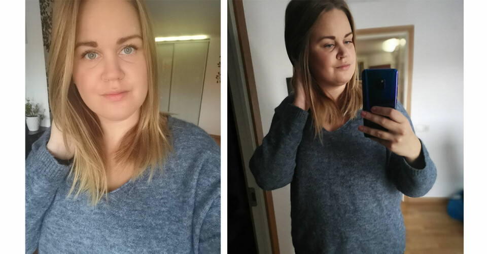 Den första bilden är tagen med den främre kameran och den andra bilden med den bakre kameran. Den första bilden är tagen med den främre kameran och den andra bilden med den bakre kameran.