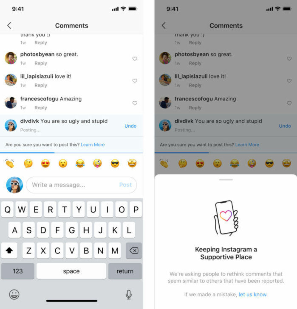 Exempel på hur den nya funktionen kommer att se ut. Foto: Instagram Exempel på hur den nya funktionen kommer att se ut. Foto: Instagram