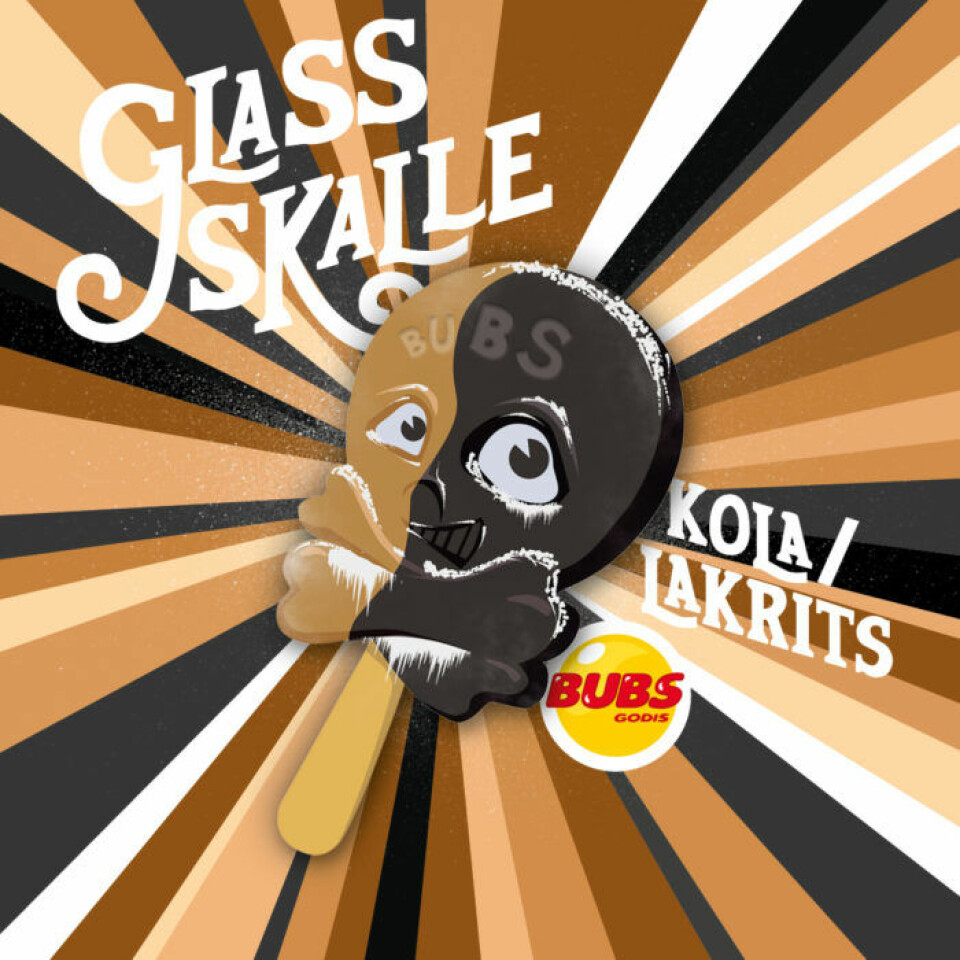 Dödskallen med smak av kola och lakrits blir glass. Dödskallen med smak av kola och lakrits blir glass.