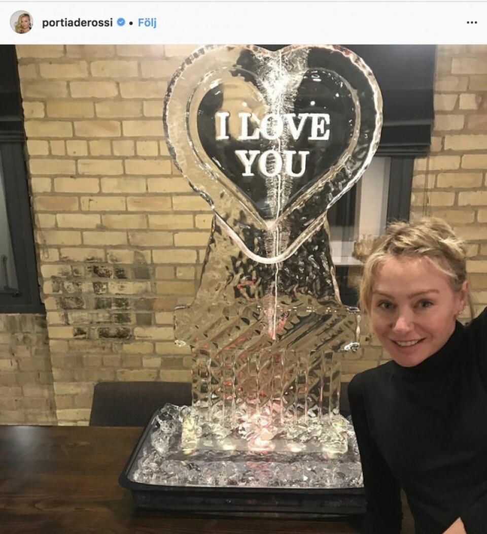 Portia di Rossi visade upp hustruns gåva på Instagram. Portia di Rossi visade upp hustruns gåva på Instagram.
