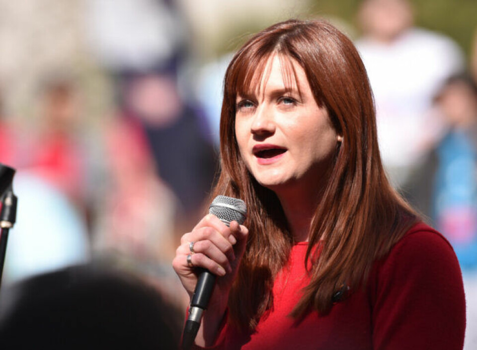 Bonnie Wright talar på en klimatprotest i Los Angeles i februari 2020. Foto: TT Bonnie Wright talar på en klimatprotest i Los Angeles i februari 2020. Foto: TT